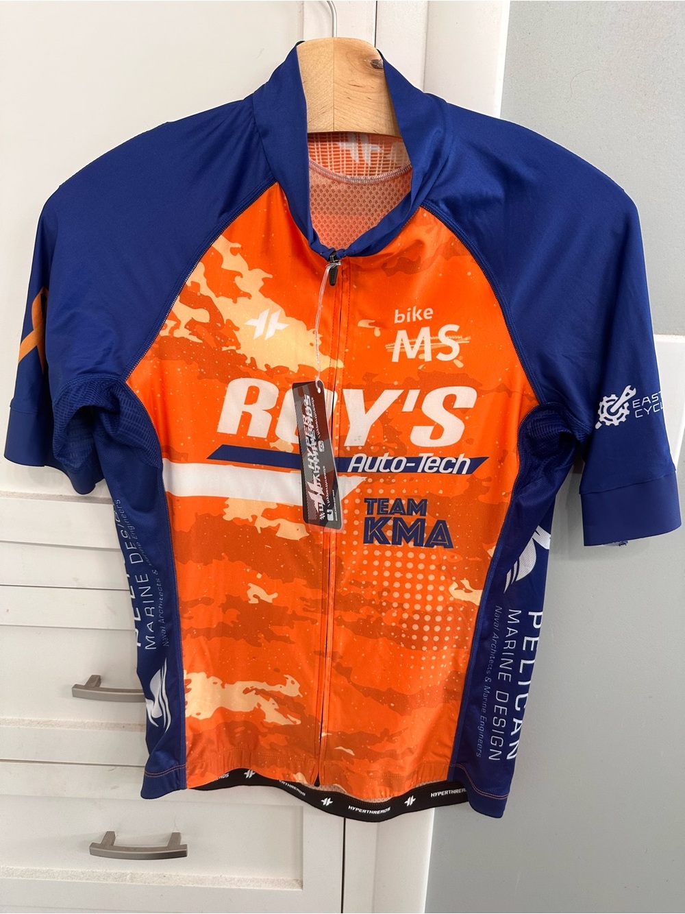 HyperThreads Cycling Bicycle Jersey Men Size L Roy’s Auto tech Full Zip/Pockets